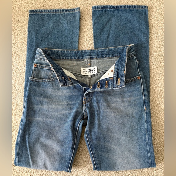 MM6 Maison Martin Margiela Denim - MM6 Maison Martin Margiela Straight-Leg Blue Denim Jeans